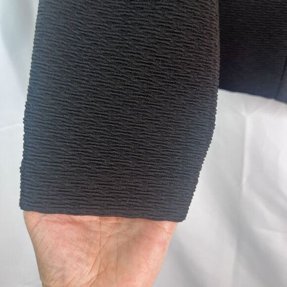 Roz & Ali Black Open Front Zippered Pocket Textured Jacket Blazer Plus Size 1X - Picture 4 of 9